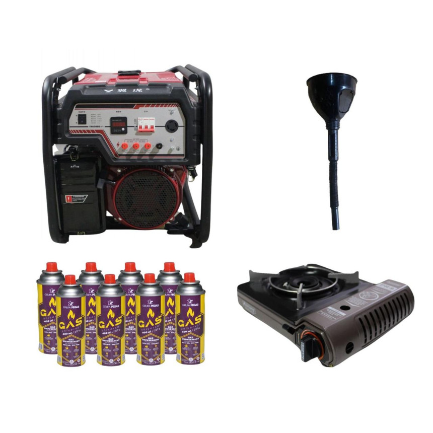 Бензиновий генератор EF Power YH6500S-IV + газова плитка Orcamp CK-505 + картридж газовий Pegas 400 мл (8 шт.)